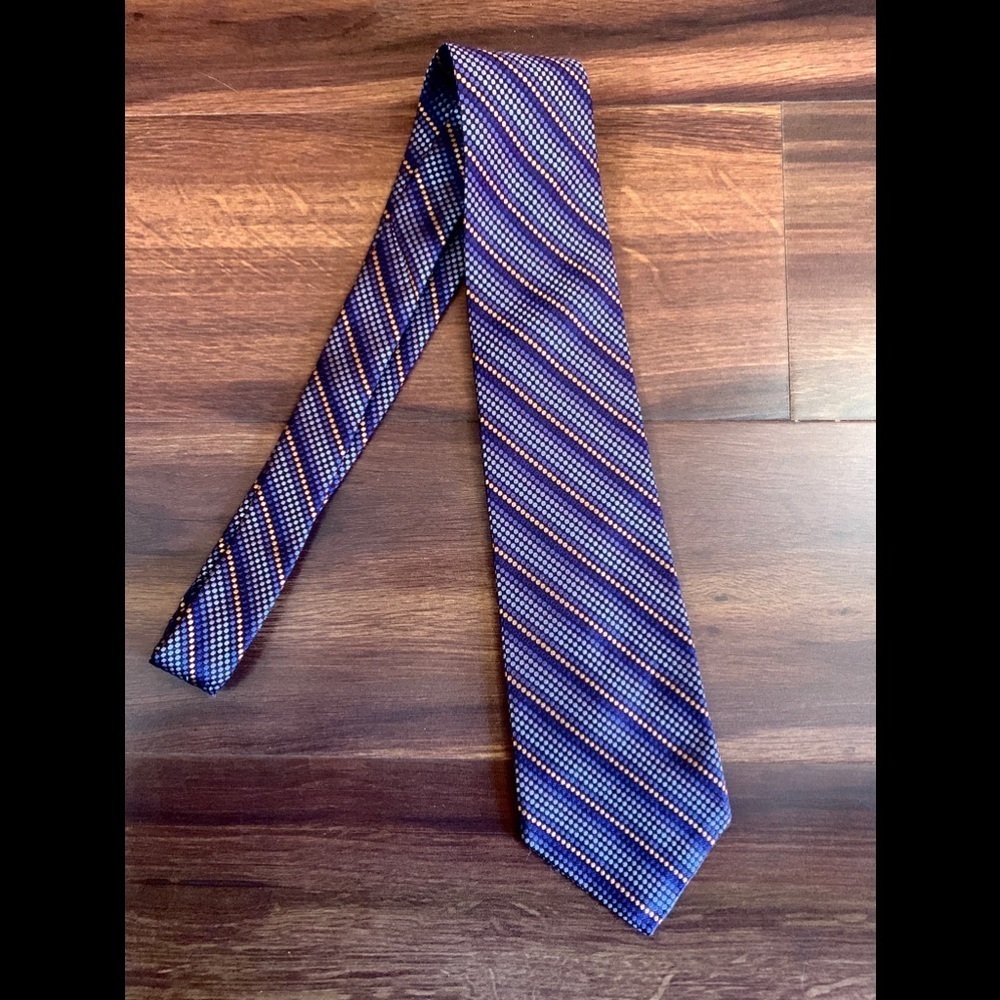 Express Purple and Gold Striped Tie - Picture 2 of 9